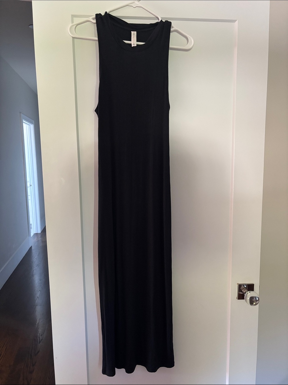 Daily Practice Ribbed Black Midi Dress